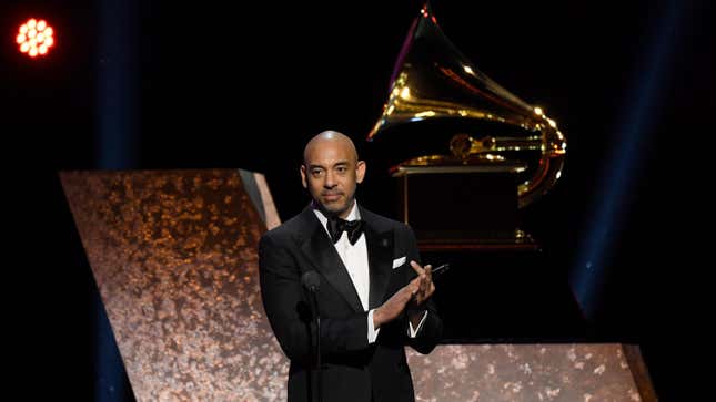 Harvey Mason Jr speaks onstage during the 62nd Annual GRAMMY Awards Premiere Ceremony on January 26, 2020 in Los Angeles, California.