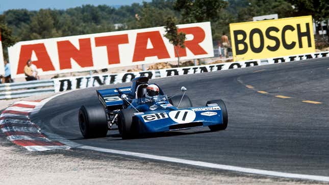 A photo of the 1971 Tyrrell Formula 1 car. 
