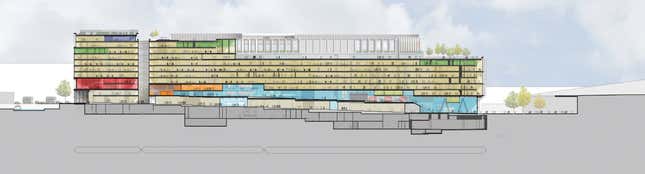 The building stretches 330 metres (1,082 ft) from end to end—as long as the Shard is tall.