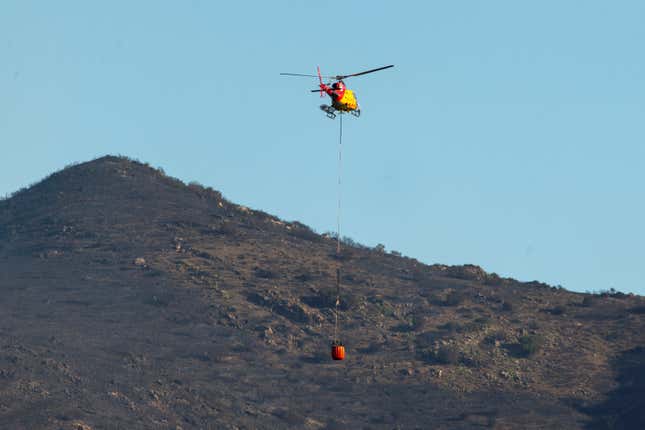 Forest fire affecting the municipalities of Colera and Portbou (Girona) in Spain, near the border with France on August 5, 2023.