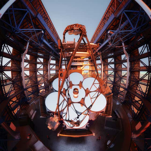 A rendering of the Giant Magellan Telescope's seven primary mirrors.