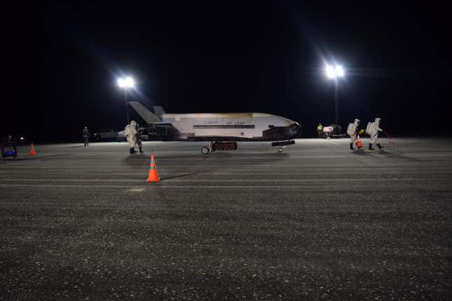 The X-37B returns to Earth after a mission in 2019. 
