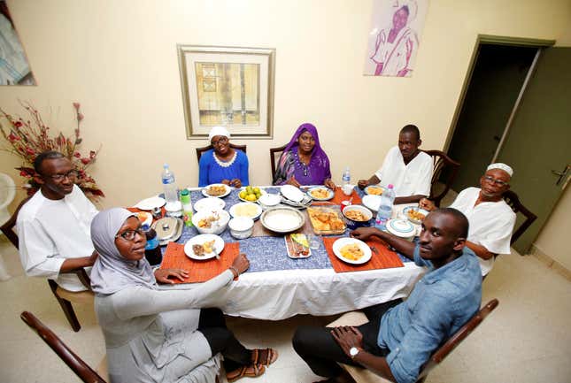 A muslim family breaking fast in Côte d’Ivoire.