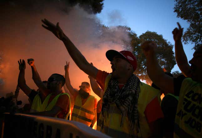 A protest outside the presidential palace in Portugal