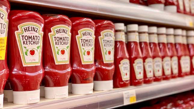 Heinz Ketchup bottles at grocery store