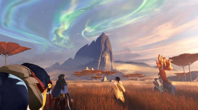 characters walk in a field in everwild - everwild at e3 2021