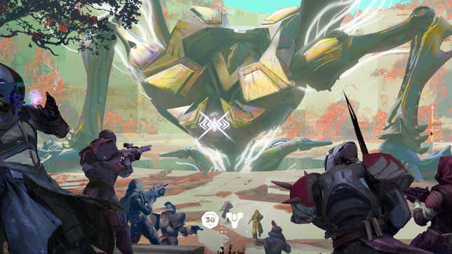 Destiny 2 Guardians battle a giant Vex