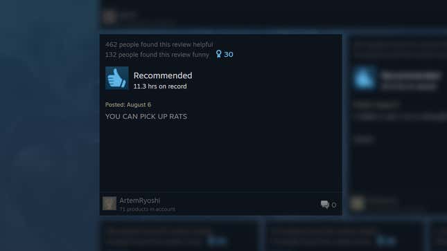A positive review says: "YOU CAN PICK UP RATS."