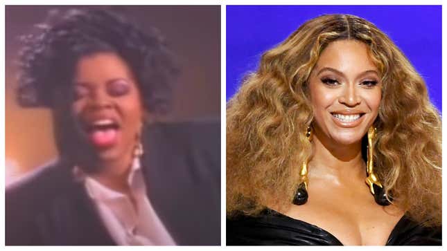 Robin S in her 1993 music video for “Show Me Love,” left; Beyoncé. 