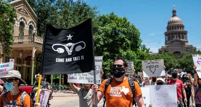 Texans protesting the state's controversial new anti-abortion law.
