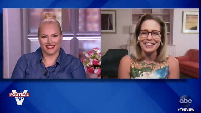 Image for article titled Sen. Kyrsten Sinema Defends Her Support of the Filibuster, Bonds With Meghan McCain Over Cacti