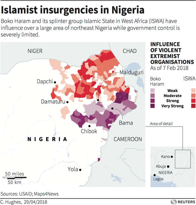 Image for article titled Nigeria is on edge with multiple internal security conflicts as it prepares for tense elections