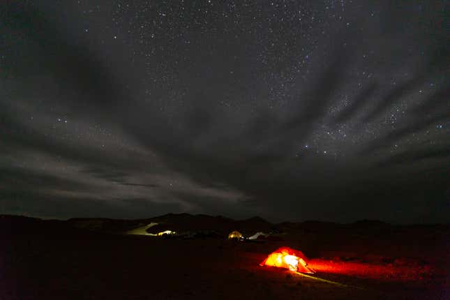 Base camp in the Gobi desert.