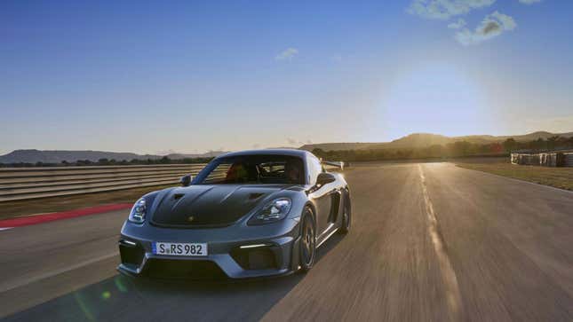The new Porsche cayman GT4 RS on a race track 