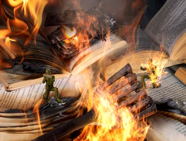 Image for article titled Book Burning Quickly Turns Into Whatever-Else-Melts-Cool Burning