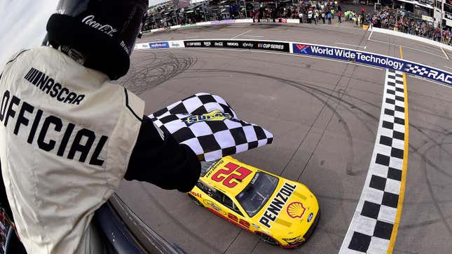 Image for article titled Joey Logano Wins First NASCAR Cup Series Race at Gateway
