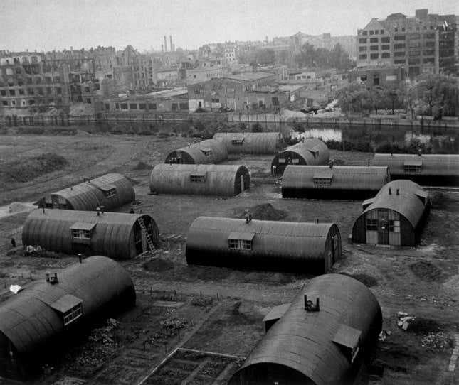 A quonset hut village in Berlin, January 1946.