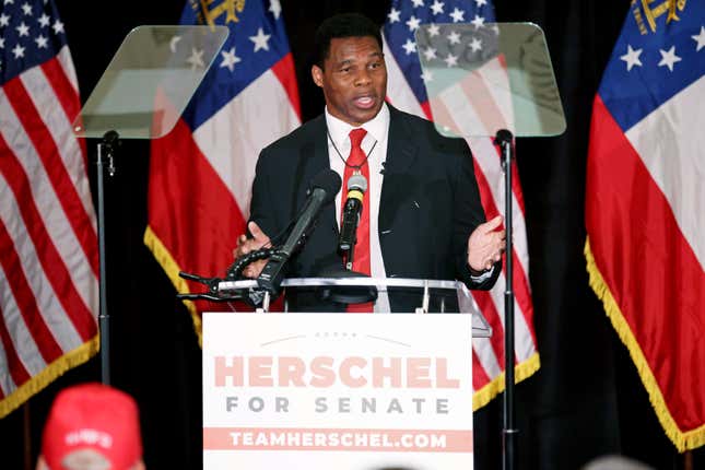 Herschel Walker speaks after his Republican Primary wins on Tuesday, May 24, 2022, at the Georgian Terrace Hotel in Atlanta. Walker will represent the Republican Party in its efforts to unseat Democratic Sen. Raphael Warnock in November.