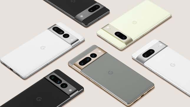 A photo showing the different colors of the Pixel 7 and 7 Pro