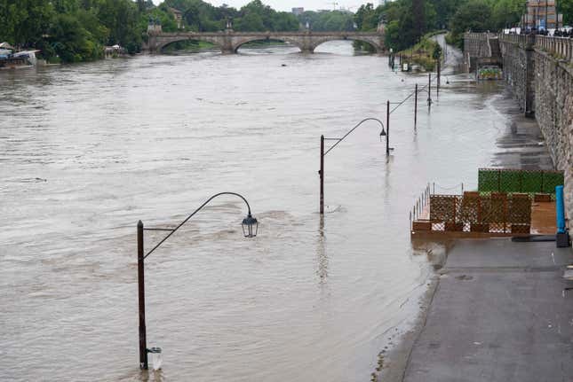 Photo of river flooding banks