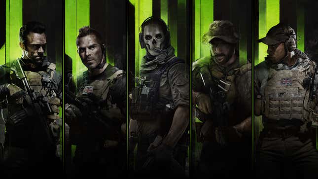 A collage shows multiple soldiers from Call of Duty. 