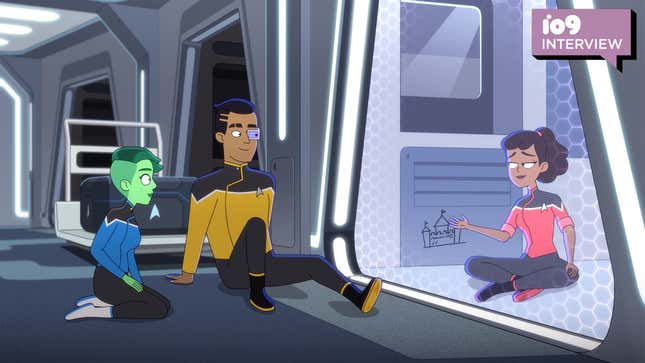 Ensigns Tendi and Rutherford visit Ensign Mariner in the brig on Star Trek: Lower Decks.