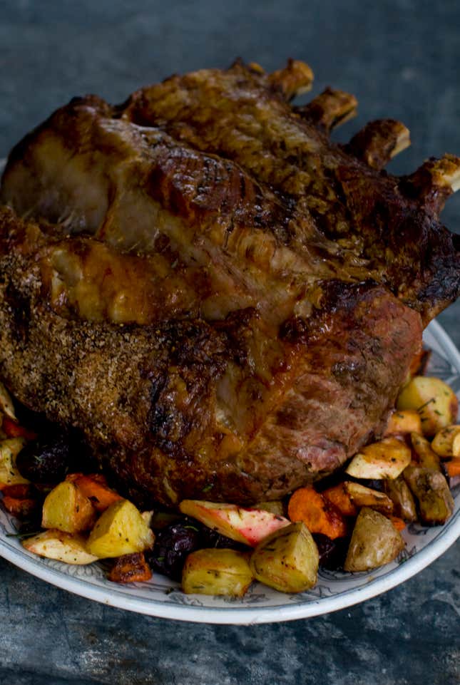 While Yorkshire pudding is the most traditional side dish for prime rib, you can’t go wrong with roasted vegetables, either.
