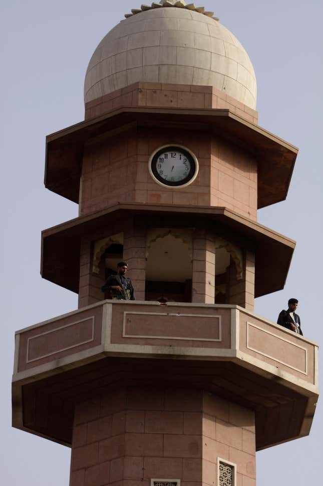 A minaret of the Ahmadi’s Garhi Shahu mosque.
