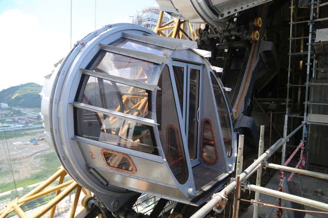 Steampunk-themed cabin on the figure-8 ferris wheel