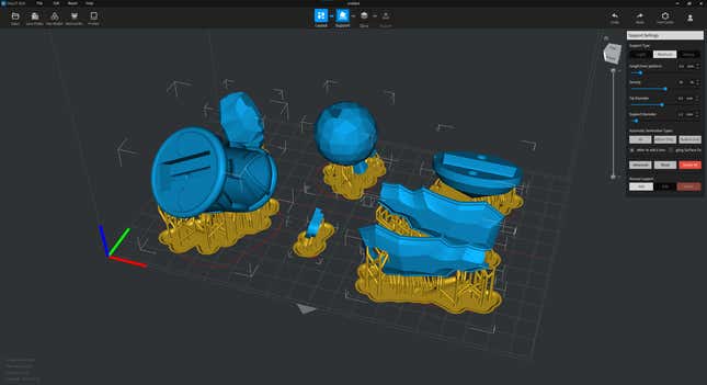 Una captura de pantalla mostrando modelos 3D en la app Halot Box