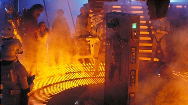 La célebre escena en la que Han Solo es congelado en carbonita.