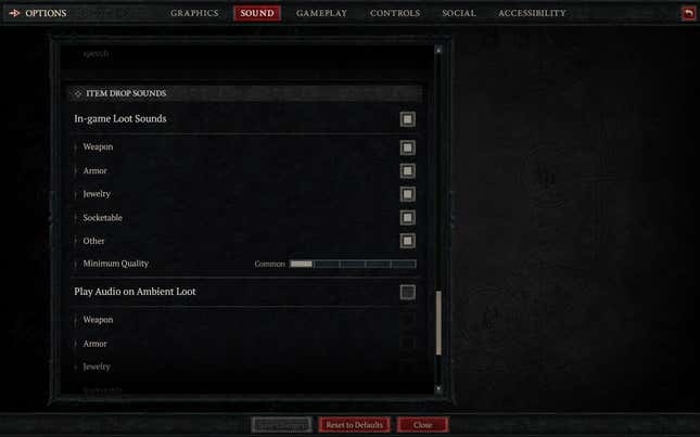 Ein Screenshot Eines Menüs In Diablo Iv Zeigt Soundoptionen.