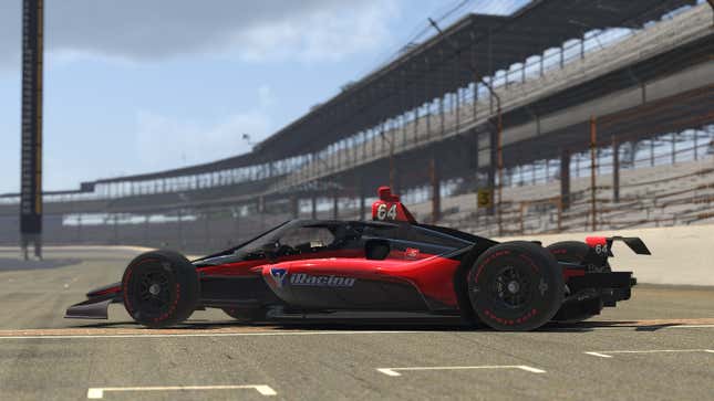 Image from iRacing of IndyCar at Indianapolis Motor Speedway