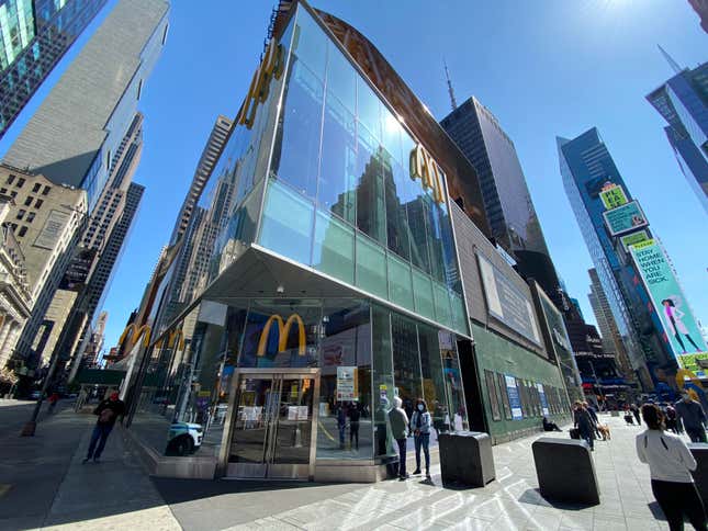 A view of a McDonalds restaurant in Times Square in New York City.