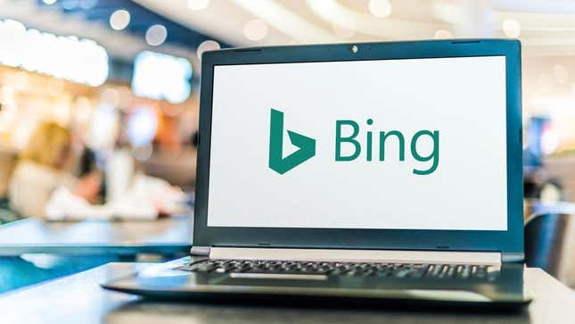 The bing logo on a computer