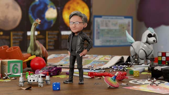 Nvidia founder Jensen Huang speaks to colleagues through an avatar version of himself. 
