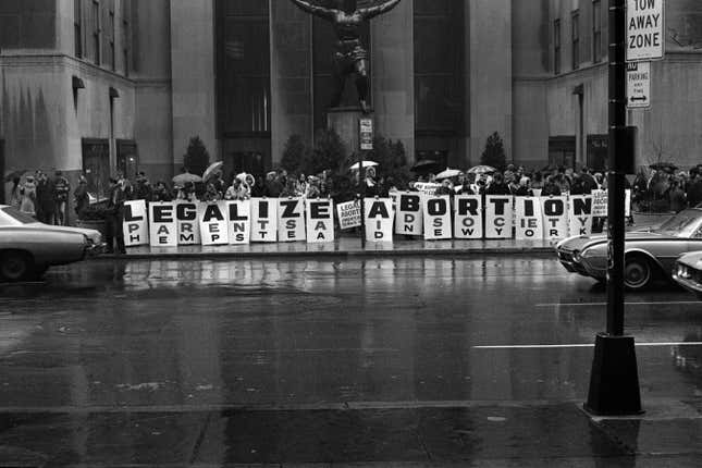Abortion activists during a demonstration in New York City in 1968.
