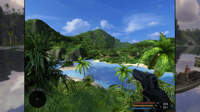 A player looks out at an island vista in the original Far Cry.