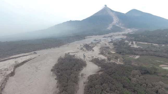 Aerial view of the aftermath of a volcano eruption in Escuintla, Guatemala, seen on June 4.