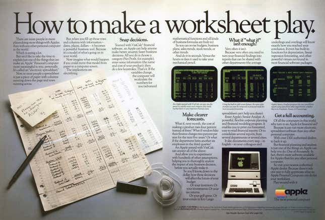 Apple ad featuring VisiCalc in 1983.