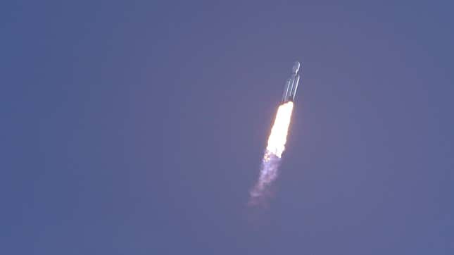 The Falcon Heavy during launch from Kennedy Space Center, Florida, on November 1, 2022.