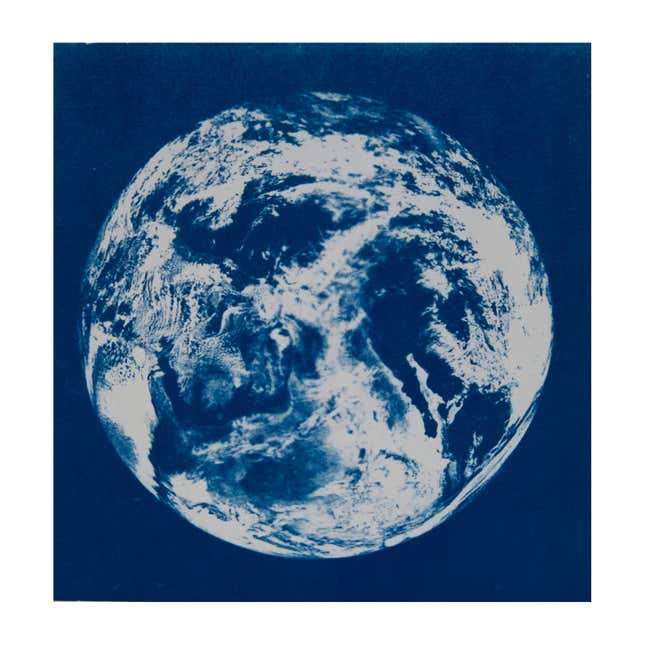 A cyanotype print of the Earth.