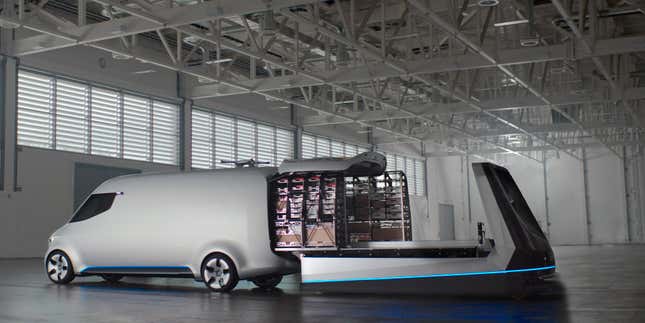 Loading a new back onto the Vision Van.