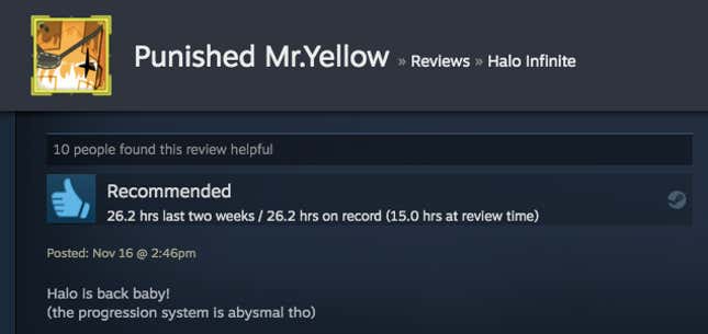 Image for article titled Halo Infinite’s Multiplayer, As Told By Steam Reviews