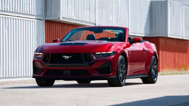 A red 2024 Ford Mustang GT Convertible. 