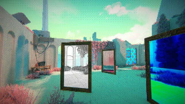 A screenshot from Viewfinder featuring multiple different art styles in picture frames.