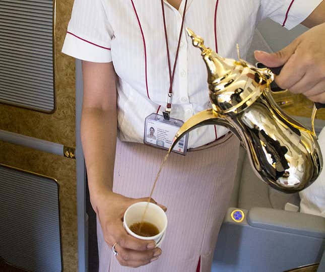 Serving coffee from a dallah, is a traditional sign of hospitality in many Arab countries.