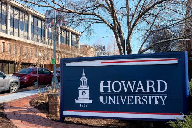 A sign welcomes visitors to Howard University in Washington, DC, on February 1, 2022. - Authorities are investigating bomb threats against UDC, Howard University, and Morgan State University. This is the second day in a row that historically Black colleges and universities across the US were targeted by similar threats.