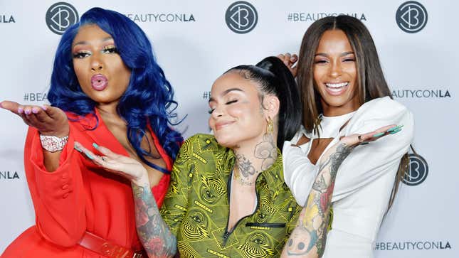Megan Thee Stallion, left, Kehlani and Ciara attend BeautyCon Festival Los Angeles 2019 on August 11, 2019 in Los Angeles, Calif.