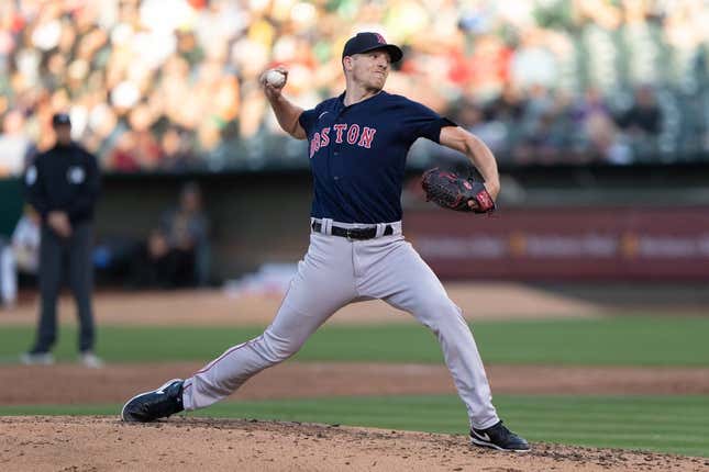Jul 17, 2023; Oakland, California, USA;  Boston Red Sox starting pitcher Nick Pivetta (37) pitches during the third inning against the Oakland Athletics at Oakland-Alameda County Coliseum.